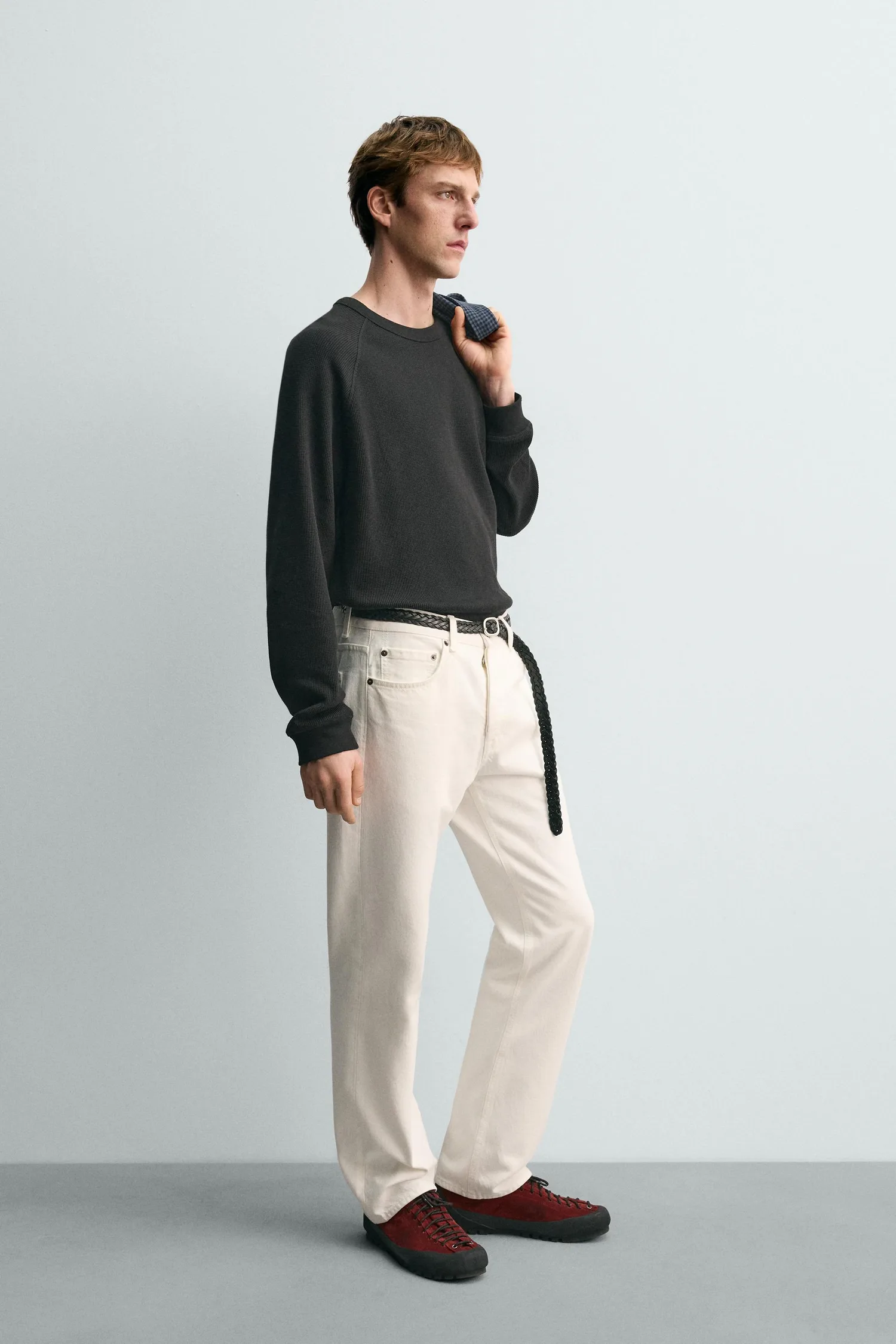 Футболка aaron levine x Zara с вафельной текстурой, антрацитово-серый — фото 4