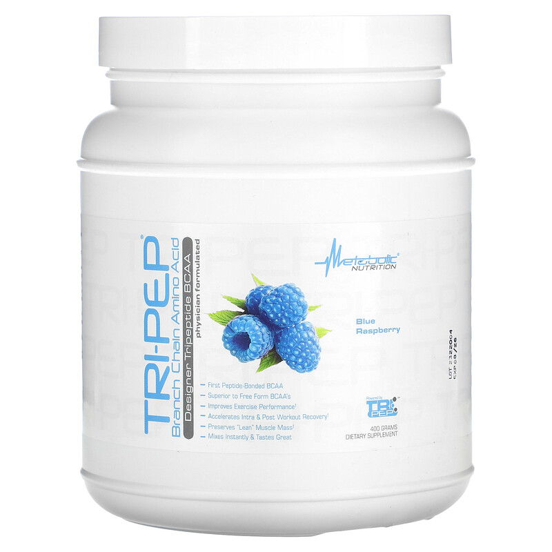 

Metabolic Nutrition, Tri-Pep, аминокислота с разветвленной цепью, голубая малина, 400 г (14,1 унции)