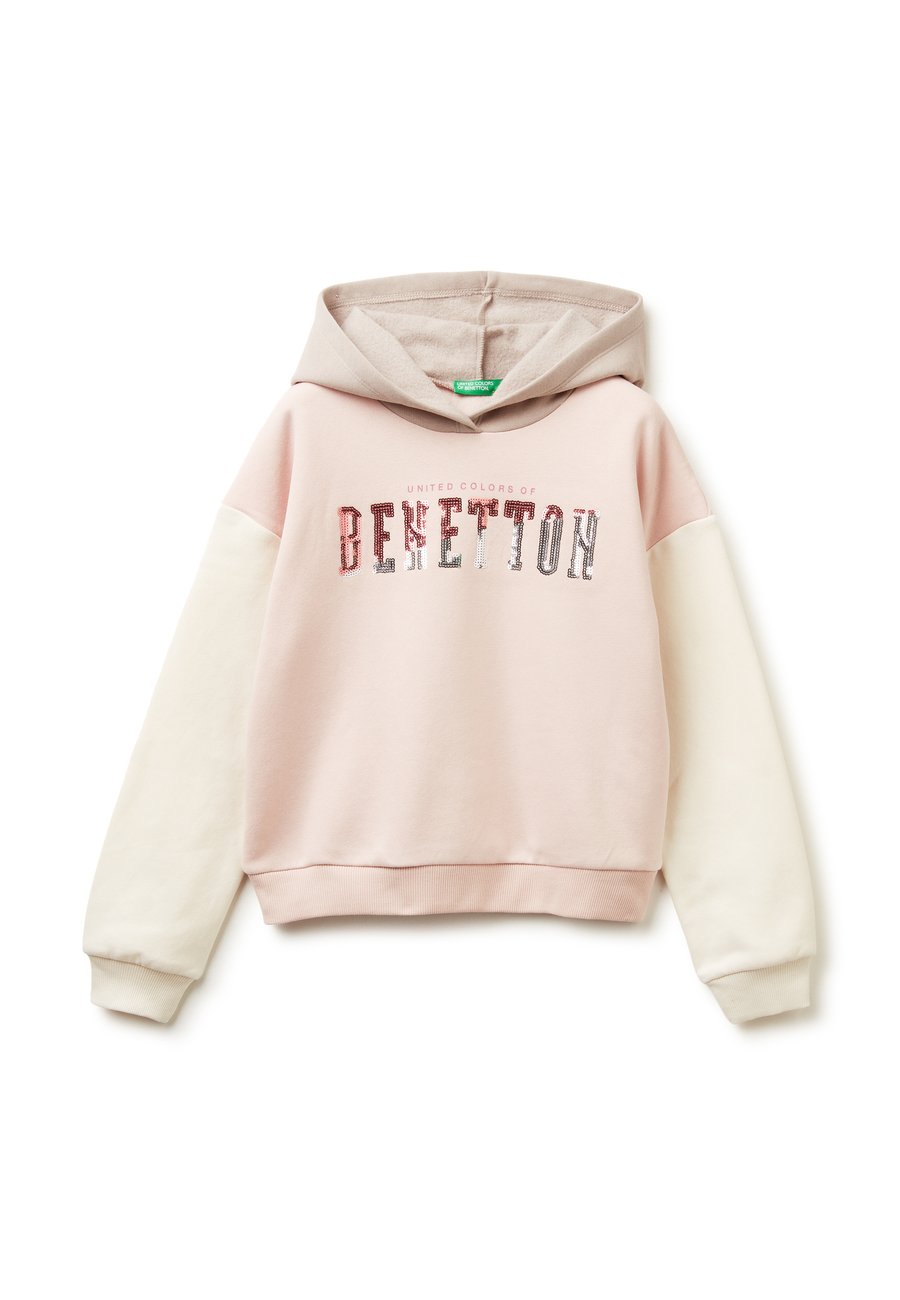 

Худи United Colors of Benetton CROPPED CUFFS AND HEM SEQUIN FRONT, Multicolor/Pink