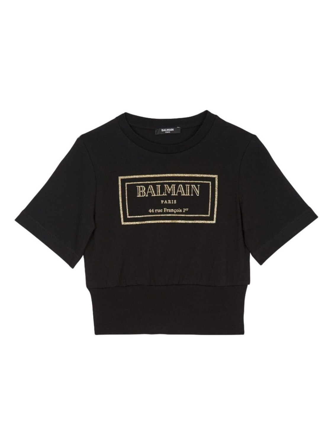 

Balmain Kids укороченная футболка с логотипом, черный