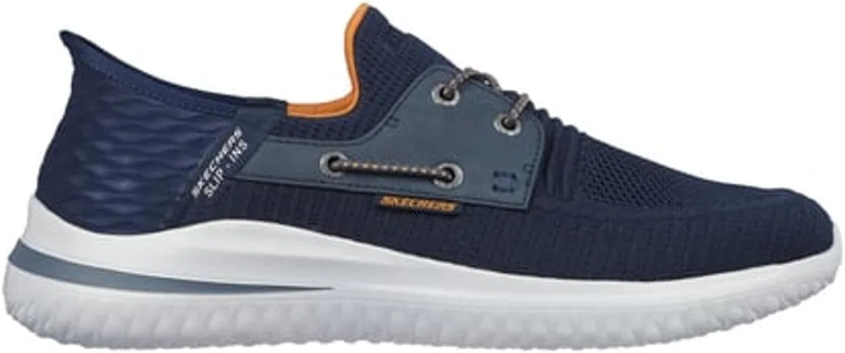 Мужские туфли Skechers Delson 210606 3.0-Roth Low Profile Bungee Lace Slip In, Navy Knit Synthetic — фото 4