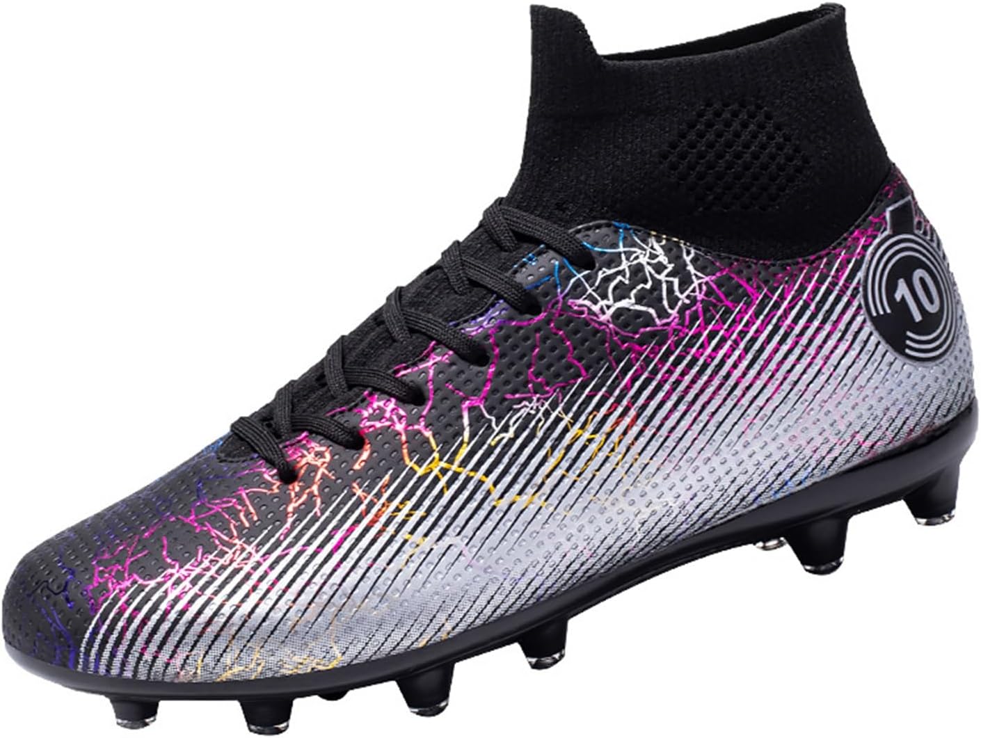 

Футбольные бутсы мужские TF с высоким берцем для поддержки голеностопа, внутренние футбольные кроссовки для детей мягкие и удобные, молодежные футбольные бутсы с противоскользящей амортизацией Wcxty, черный