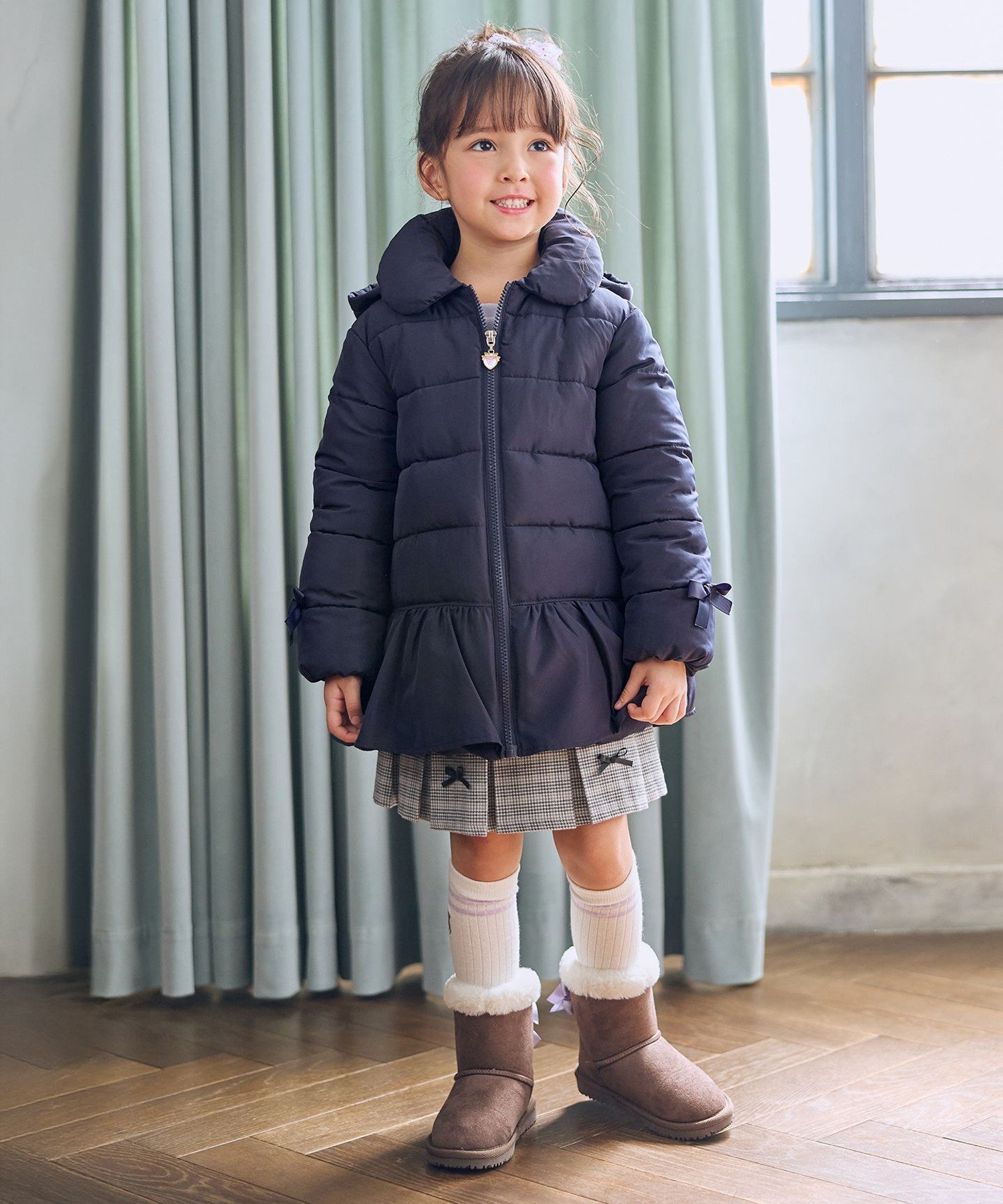 Пальто с оборками и лентами ANY KIDS, Navy [075]