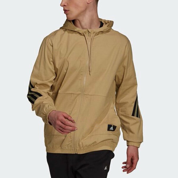 Куртка adidas hooded Windproof Athleisure Casual Sports Jacket Khaki, хаки — фото 2