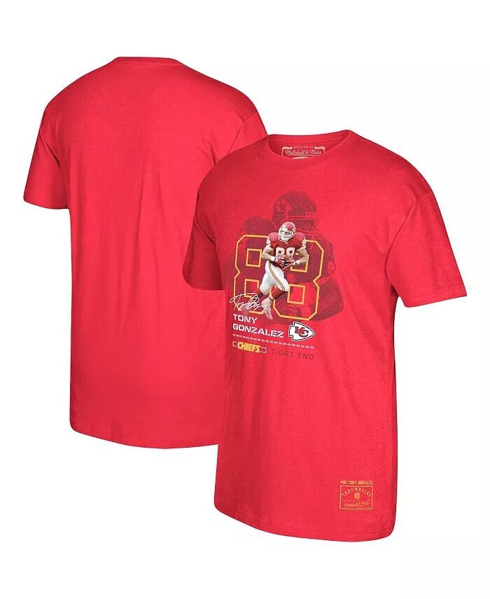 

Мужская футболка с графическим принтом игрока «Kansas City Chiefs» Тони Гонсалеса красного цвета Mitchell & Ness