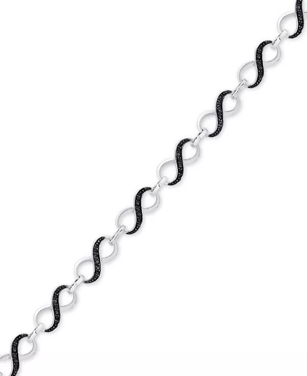 

Браслет в форме восьмерки с бриллиантами, посеребренный и покрытый черным родием Macy'S, silver