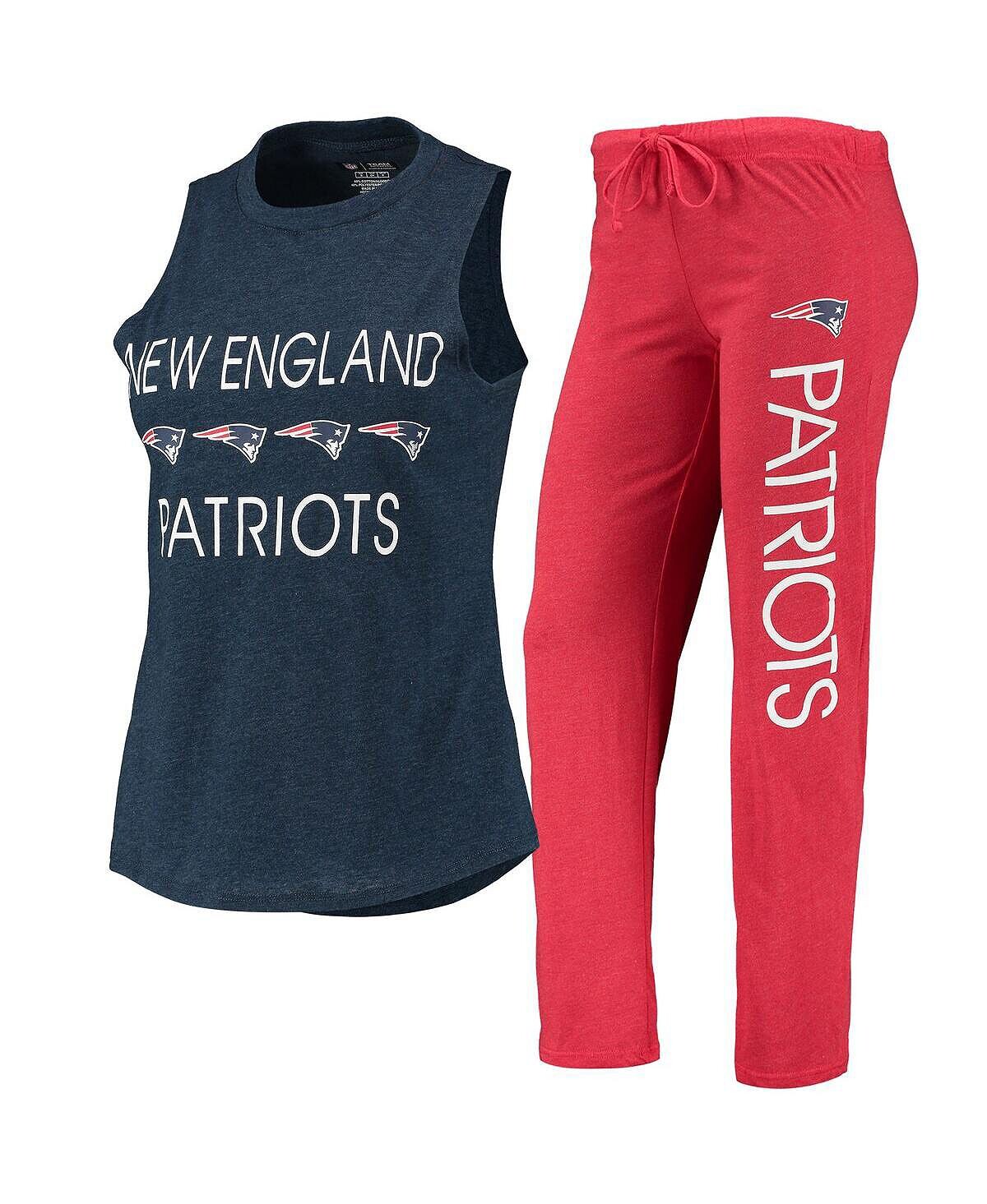 

Женская красная, темно-синяя майка New England Patriots Muscle и брюки для сна Concepts Sport