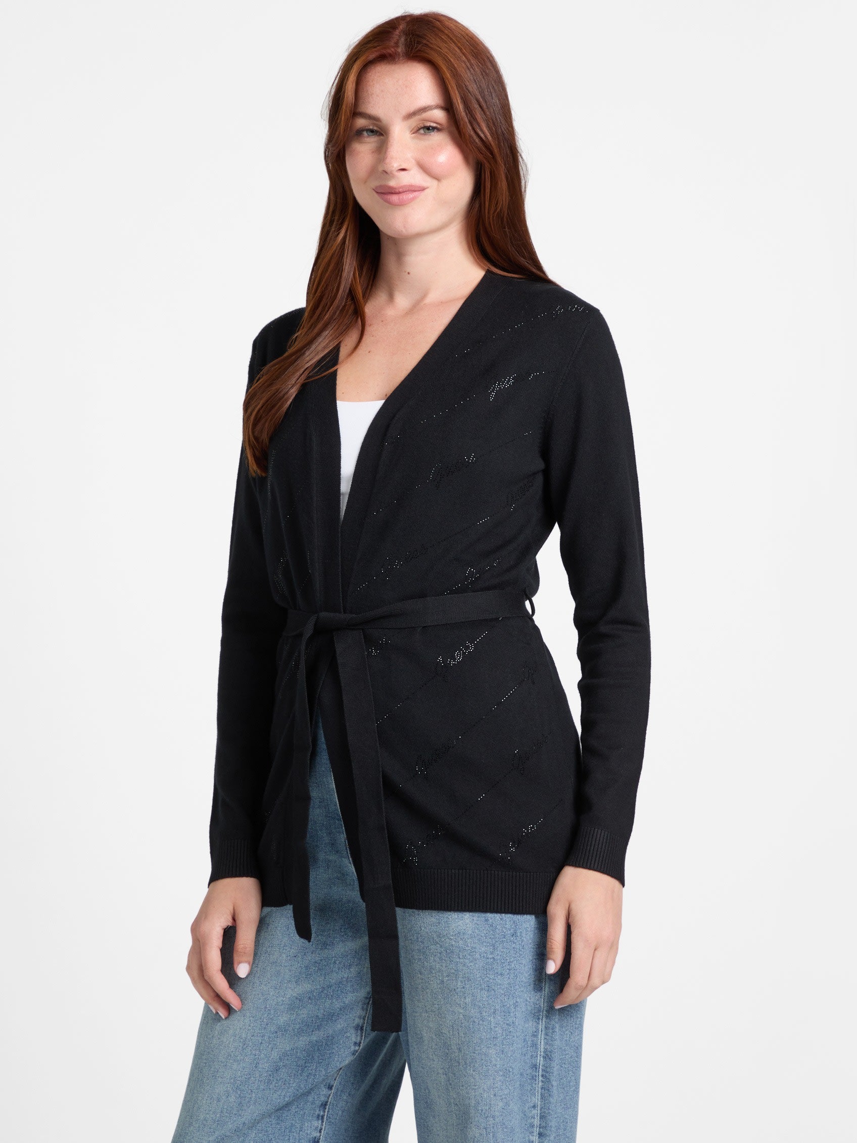 

Кардиган с пайетками и логотипом Peggy Guess Factory, черный