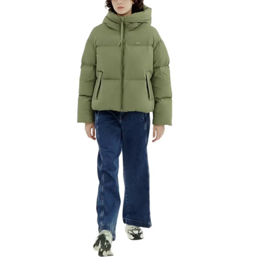 Женская пуховая куртка LACOSTE Khaki Green, цвет хаки — фото 3