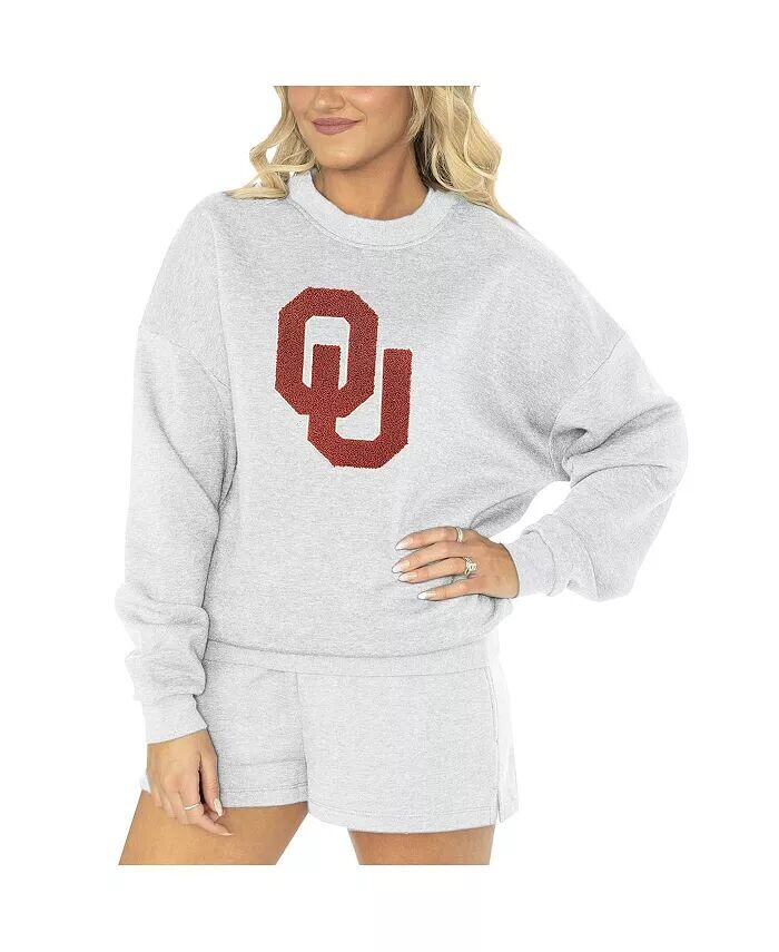 

Женский комплект для сна Ash Oklahoma Sooners Team Effort, свитер и шорты Gameday Couture