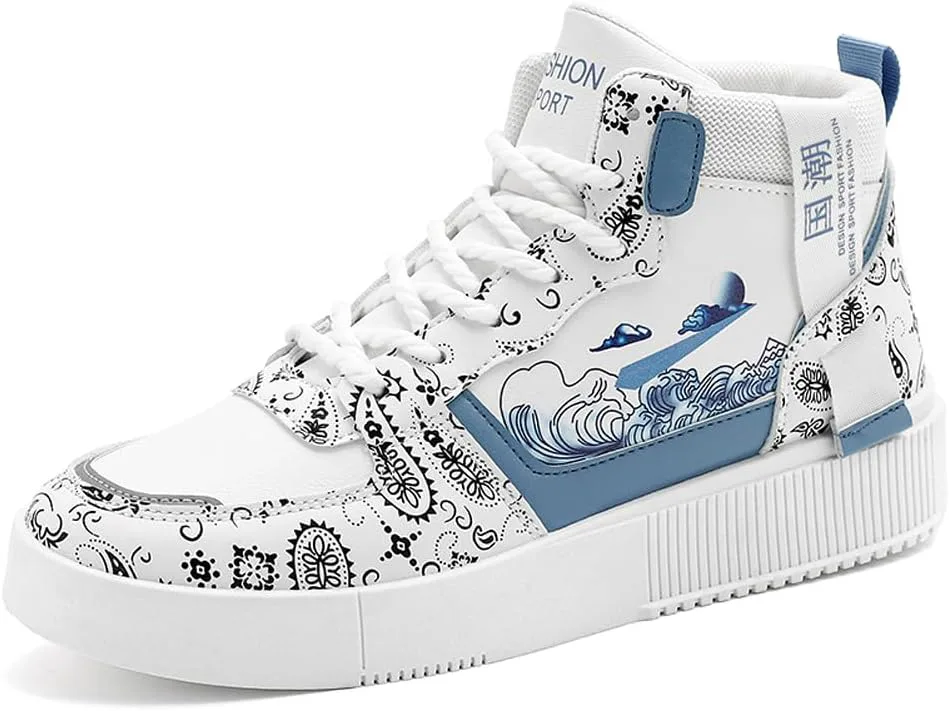 

Мужские кроссовки высокой посадки в китайском стиле для скейтборда, стильные и удобные, для скейтбординга, бега и прогулок WELRUNG, белый