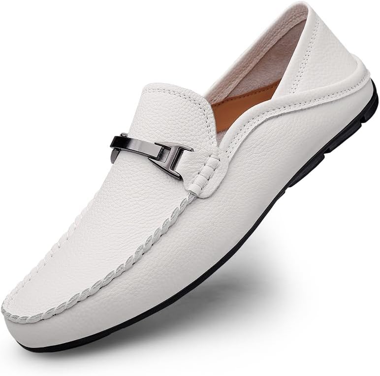 

Мужские стильные кожаные повседневные слипоны из мягкой кожи, удобные лоферы Lhyxu, белый