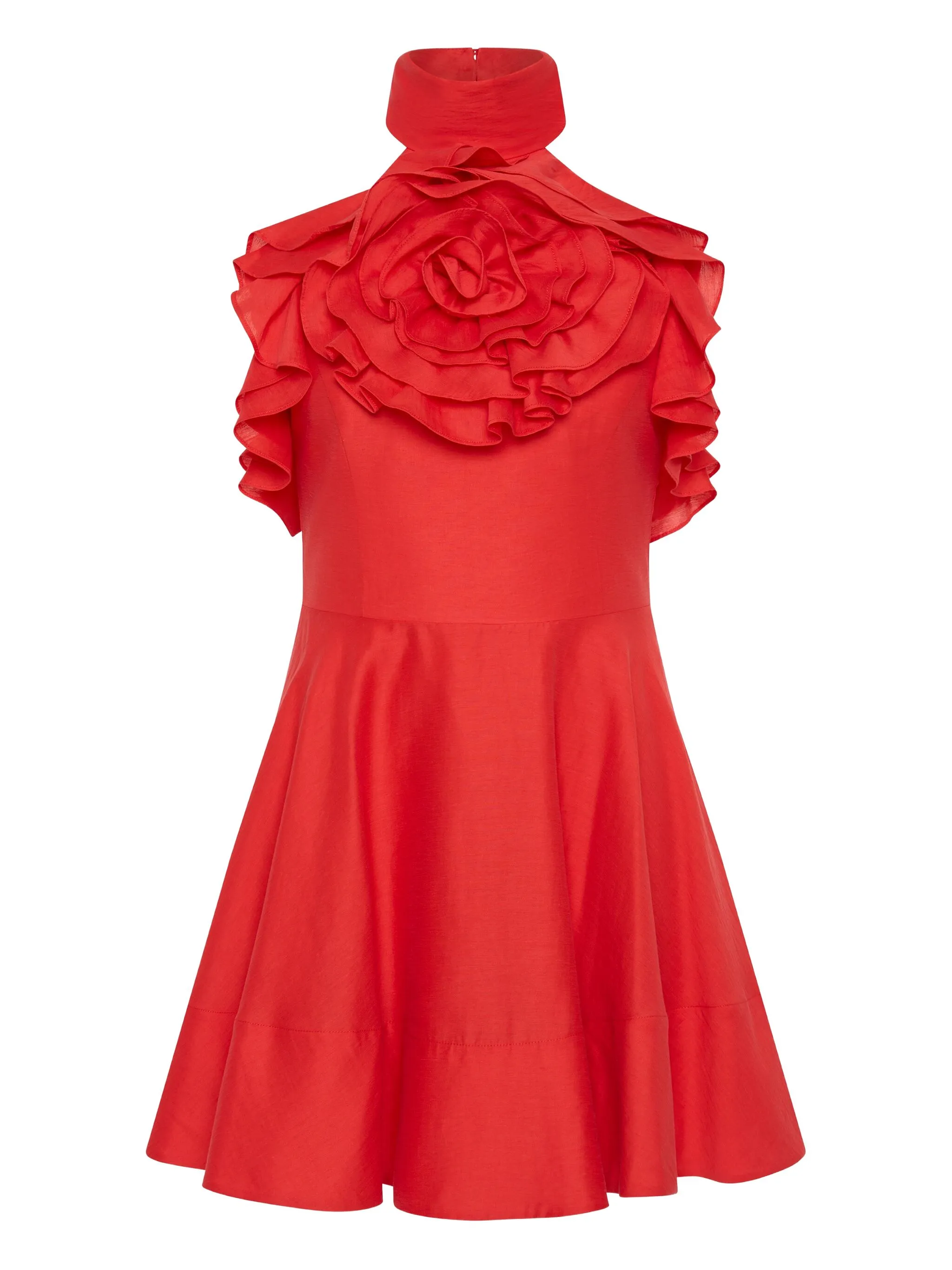 

Платье мини с вырезом халтер и оборками Rebecca Vallance, красный