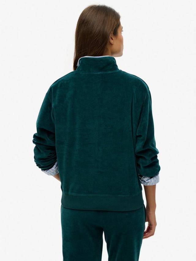 Велюровый джемпер на молнии 1/2 дюйма Superdry, цвет Dark Pine Green — фото 2