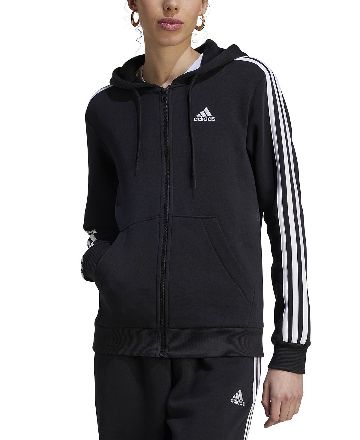 

Женская флисовая толстовка с тремя полосками и молнией во всю длину Essentials adidas