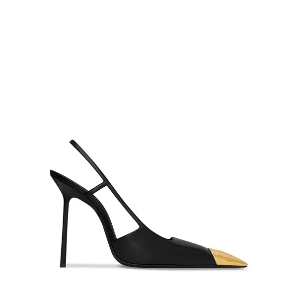 Женские туфли-лодочки Jeanne с открытой пяткой Saint Laurent, черный — фото 4