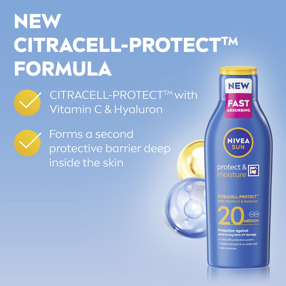 Защита от солнца и увлажнение, солнцезащитный крем SPF 20+ Nivea, 200 мл — фото 3