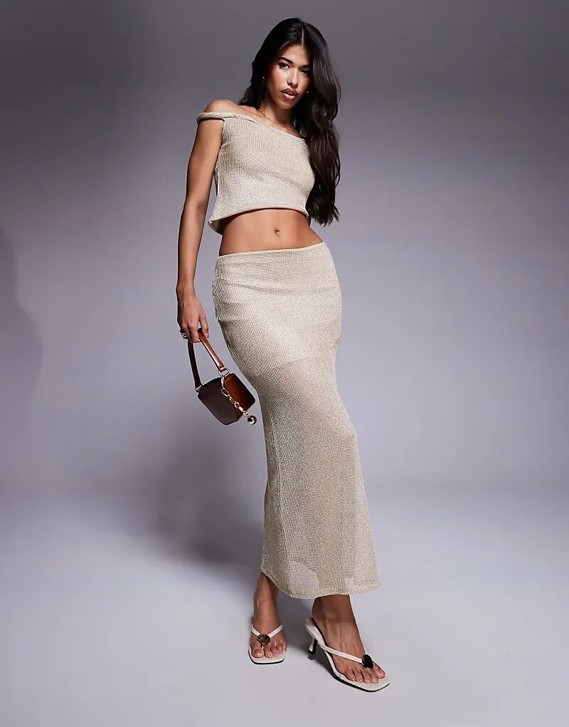 

Юбка макси ASOS DESIGN из трикотажа с золотыми блестками
