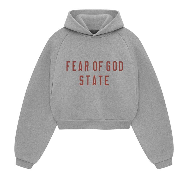 

Худи Fear of God Essentials Fleece Cropped Hoodie Dark Heather, серый