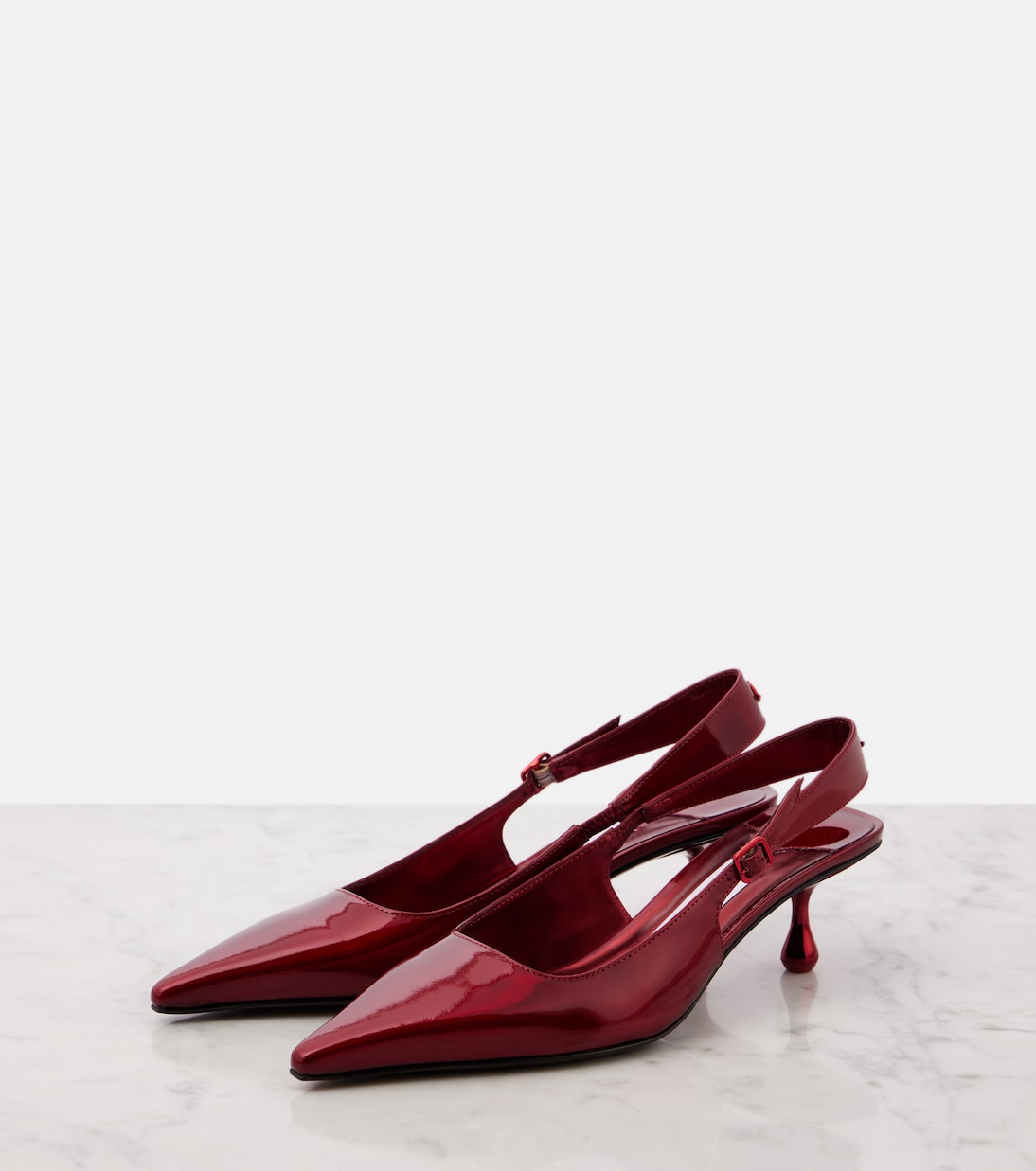 Туфли-лодочки Amel 50 из лакированной кожи с открытой пяткой Jimmy Choo, Ruby Red — фото 4