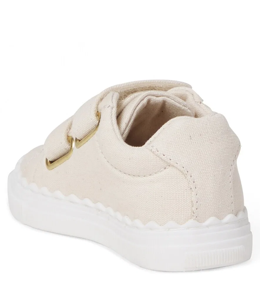 Детские кеды из парусины с волнистым краем и логотипом Chloé Kids, бежевый — фото 2