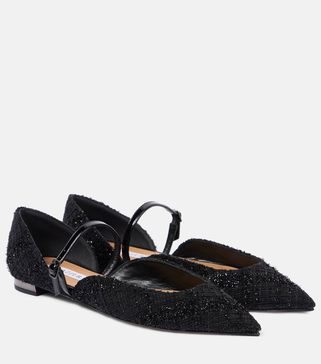 Балетки Мэри Джейн Bellezza букле Aquazzura, черный