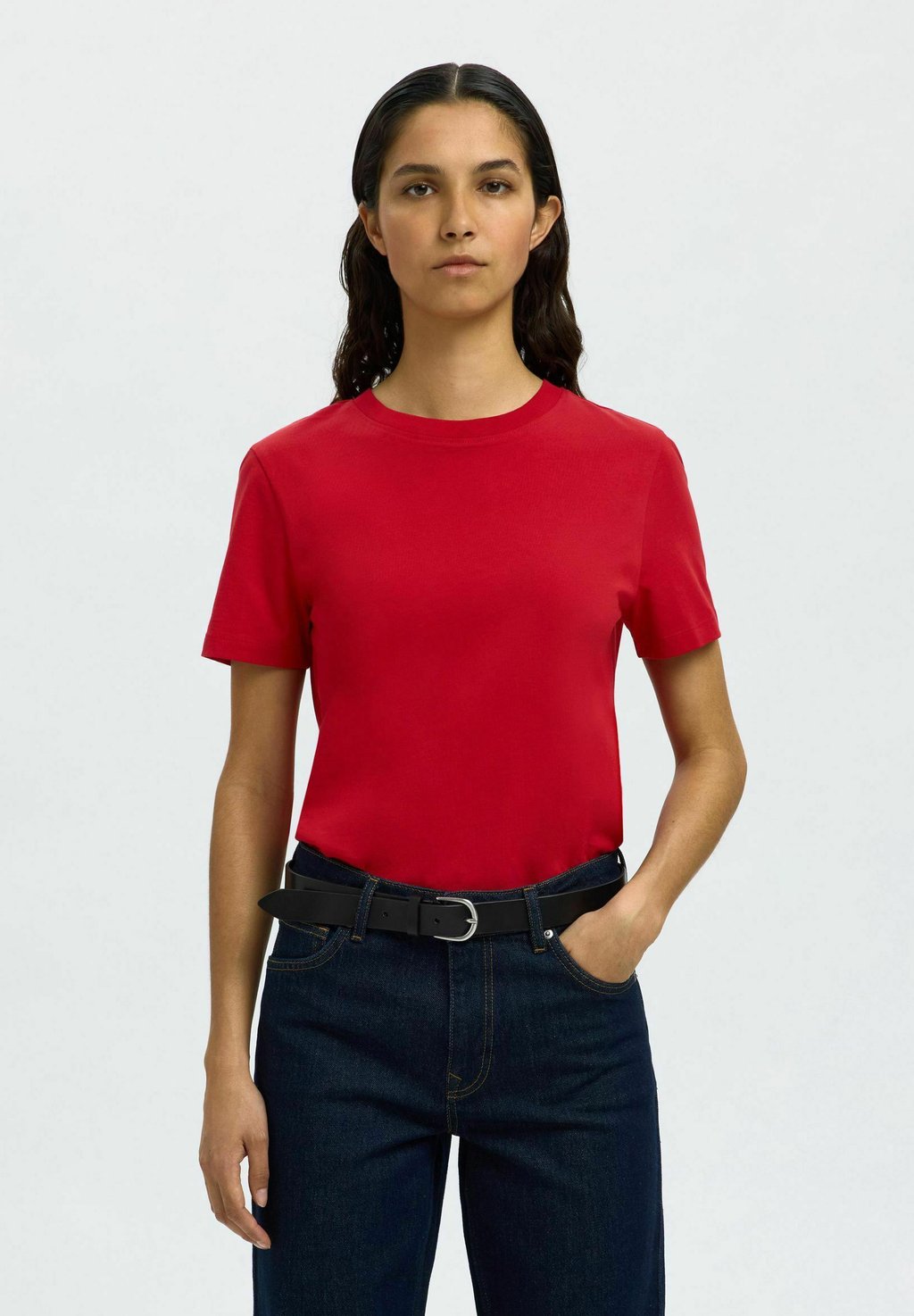 

Базовая футболка SLFMYESSENTIAL O-NECK Selected Femme, светло-красный
