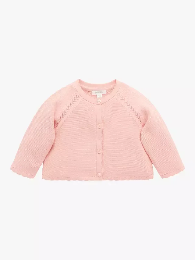 Детский хлопковый кардиган с фестончатым краем, цвет гуава Purebaby