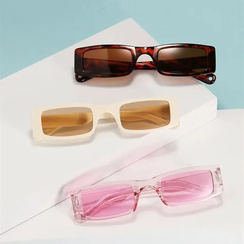 

Винтажные солнцезащитные очки 2026 года для женщин, ретро-очки прямоугольной формы, популярные цветные очки для женщин, белые, один размер MTZJH, One Color