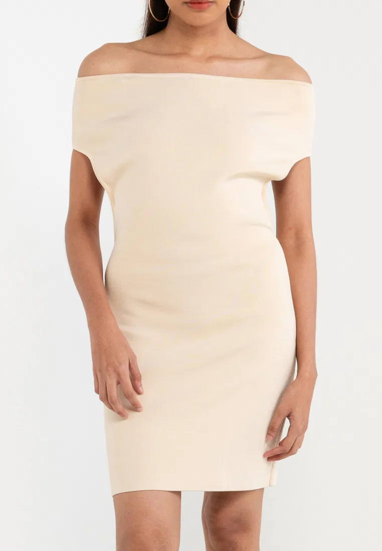 Платье Cubista, трикотажное, облегающее, La Robe Jacquemus, бежевый