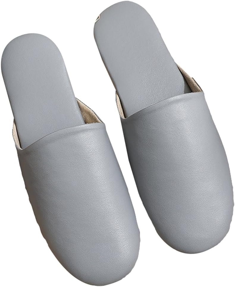 

Домашние тапочки Yafirgeer из натуральной кожи для женщин и мужчин, роскошные однотонные сандалии, противоскользящие, для дома и улицы, светло-серый