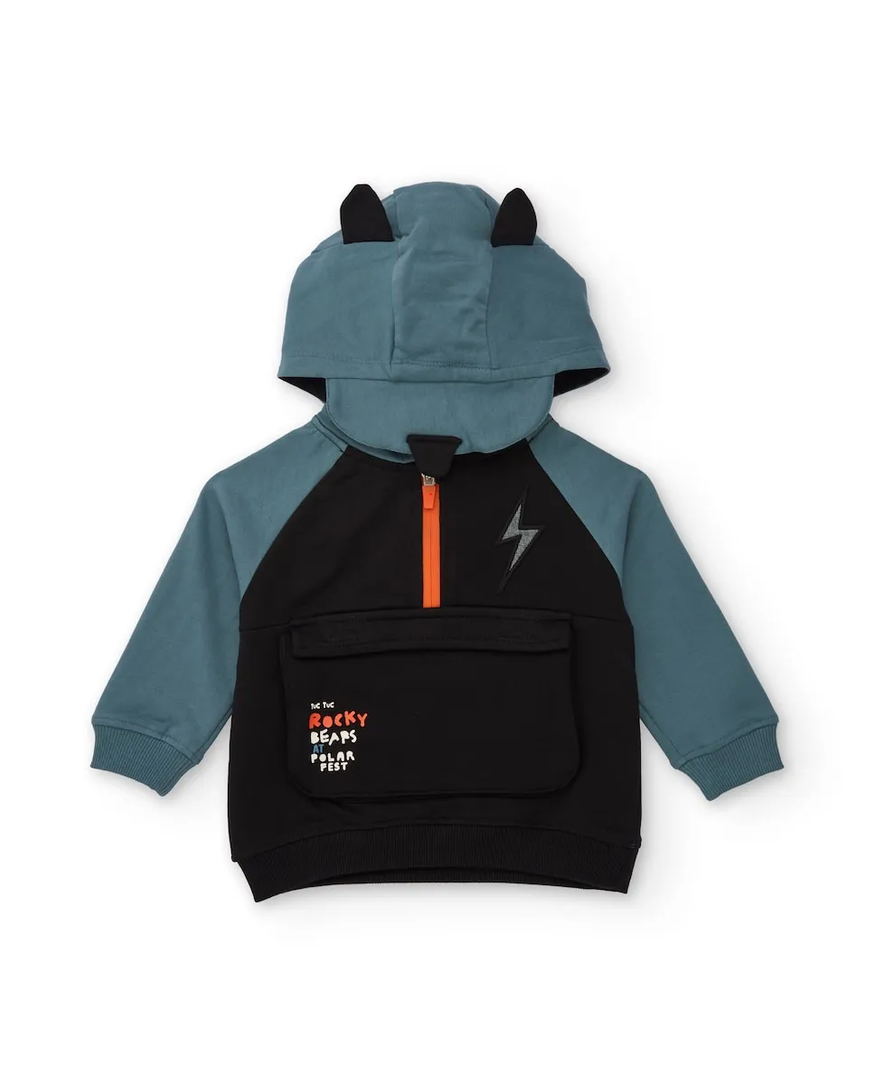 

Толстовка с капюшоном и декоративными ушками для мальчика Tuc tuc, синий