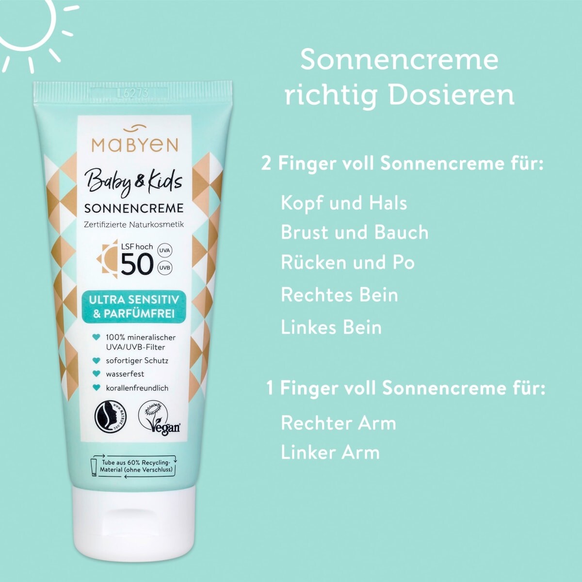Солнцезащитный крем Baby  Дети чувствительные SPF 50 100мл Mabyen — фото 2