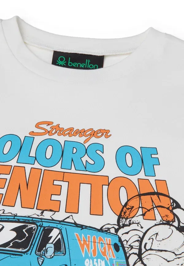 Футболка с принтом Stranger Things United Colors Of Benetton, белый — фото 3