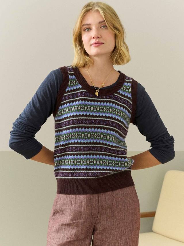 

Майка из чистого кашемира fair isle Brora, цвет Malt