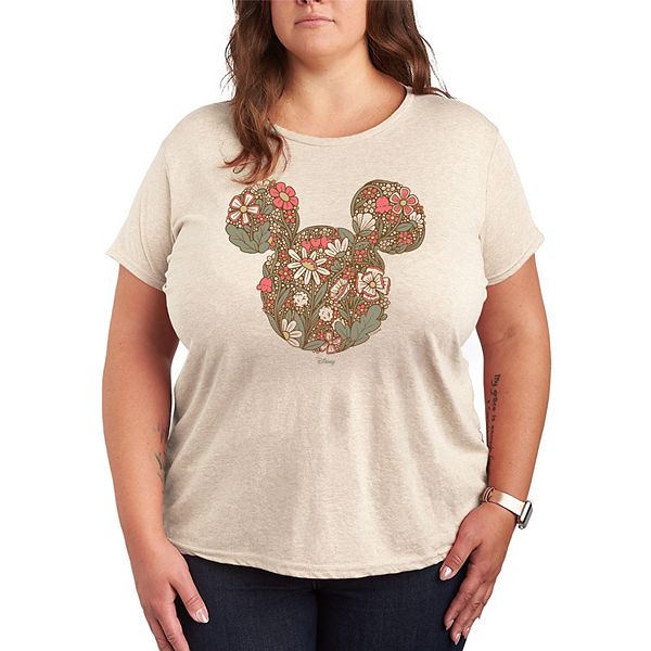 

Футболка с принтом Plus size Mickey Mouse floral Disney, Beige