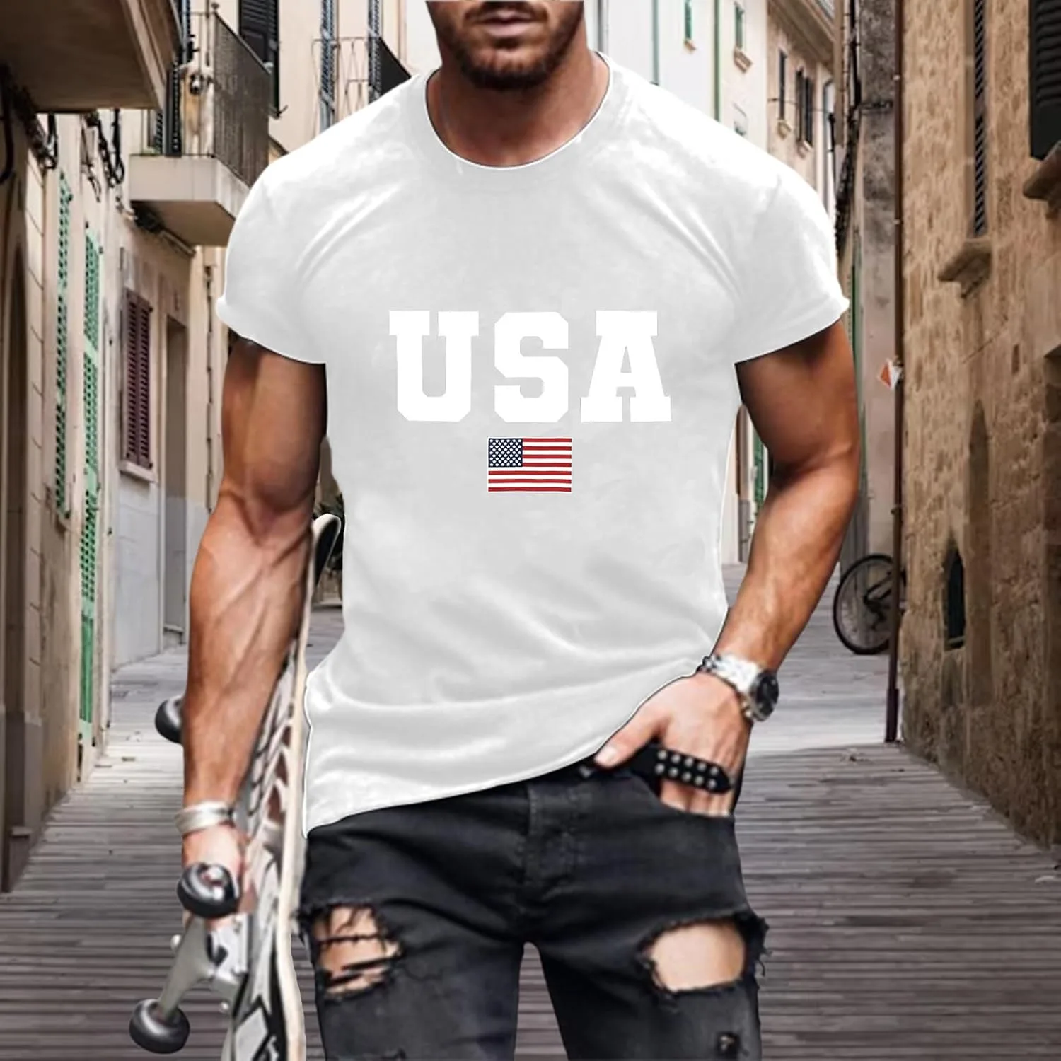 Футболка мужская с коротким рукавом, Casual, дышащая — фото 4