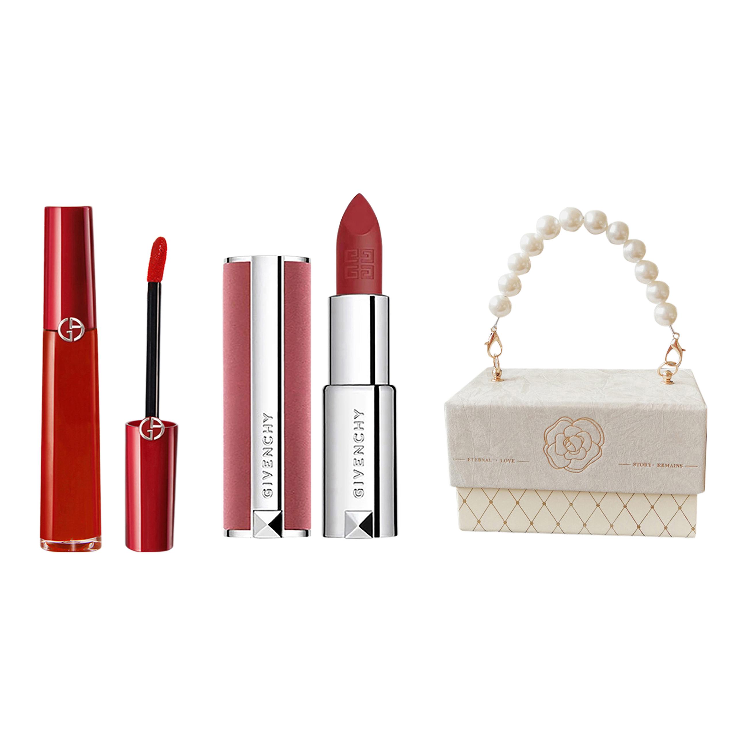 GIORGIO ARMANI AMANI Redtube Pearl Chanel Inspired Box набор из трех матовых блесков для губ, легко растушевываются, натуральные, стойкие — фото 2