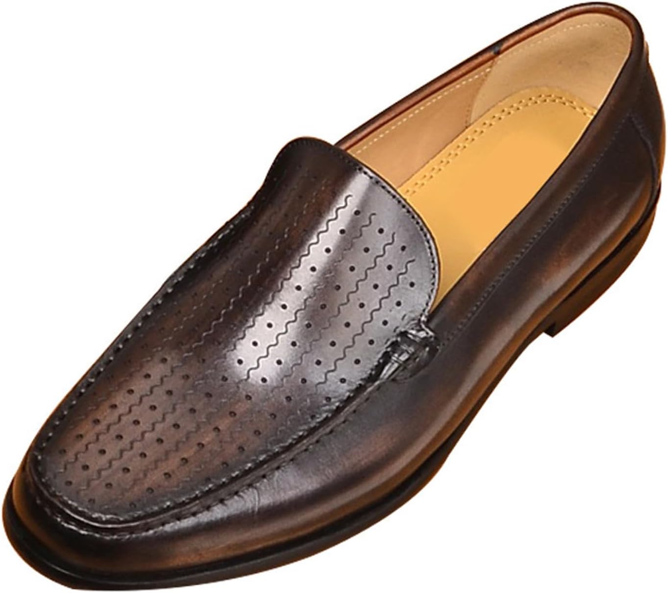 

Мужские слипоны Santimon из натуральной кожи - дышащие и легкие деловые туфли для офиса, работы и официальных мероприятий - нескользящая подошва для комфорта на весь день, Coffee