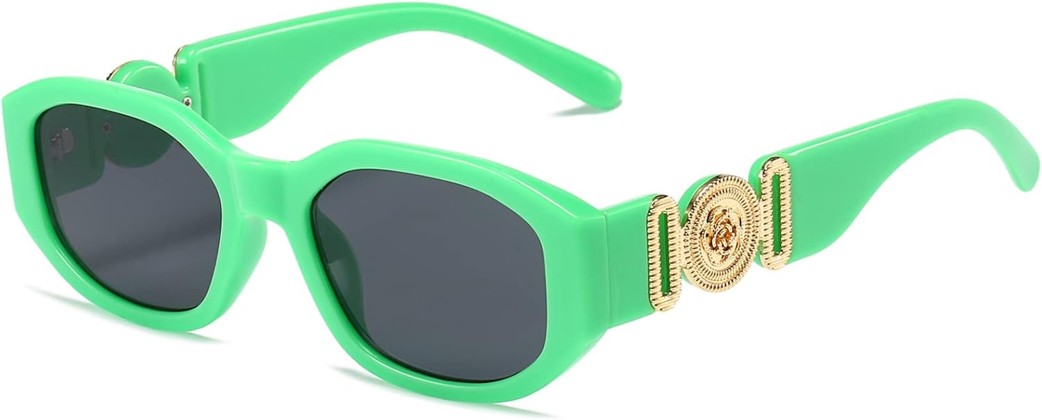 

Солнцезащитные очки LASPOR неправильной формы для женщин и мужчин, модные ретро-винтажные прямоугольные очки, шестиугольные солнцезащитные очки для вождения, защита от УФ-излучения UV400, Green