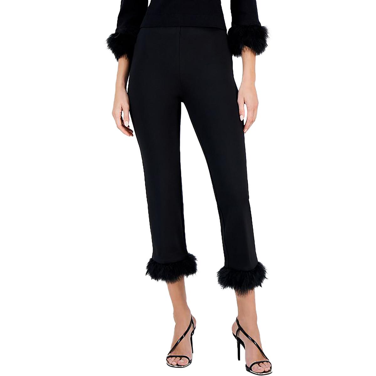 

Женские укороченные брюки из вискозы с искусственным мехом Anne Klein, цвет anne black