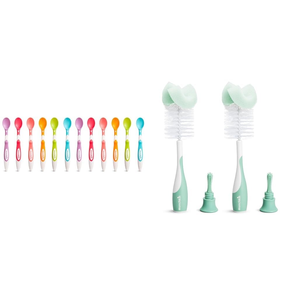 

Мягкий наконечник Munchkin® Детские ложки TM, 12 шт. и губка Щетка для бутылочек TM, набор из 2 упаковок для детского кормления