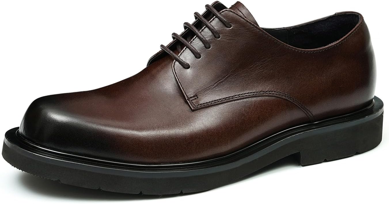 

Мужские туфли Santimon Oxfords, формальные дерби, из натуральной кожи, с гладким носком, современные модельные туфли для костюма, модные, легкие, для выпускного, свадьбы, смокинга, бизнеса и повседневной носки, удобные, Coffee