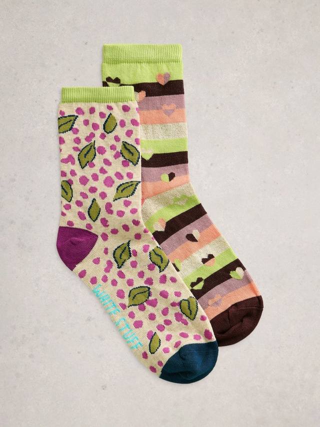 

Узорчатые носки до щиколотки из хлопковой смеси White Stuff, Pack of 2