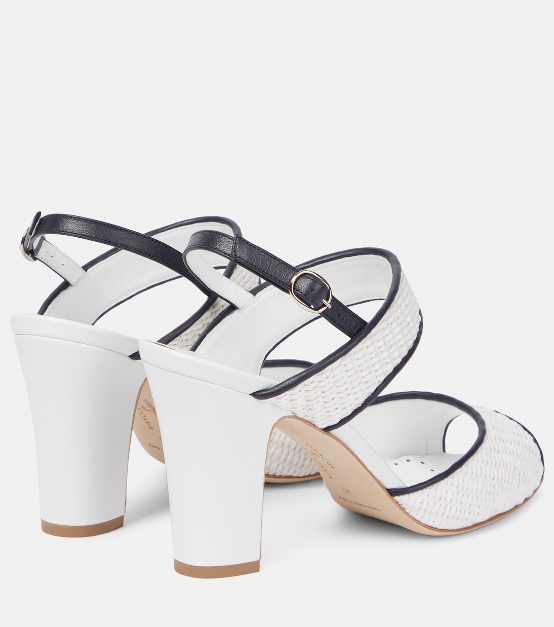 Khiko 90 сандалии на бретелях из рафии Manolo Blahnik, 1012 Whit/4116 Navy — фото 2