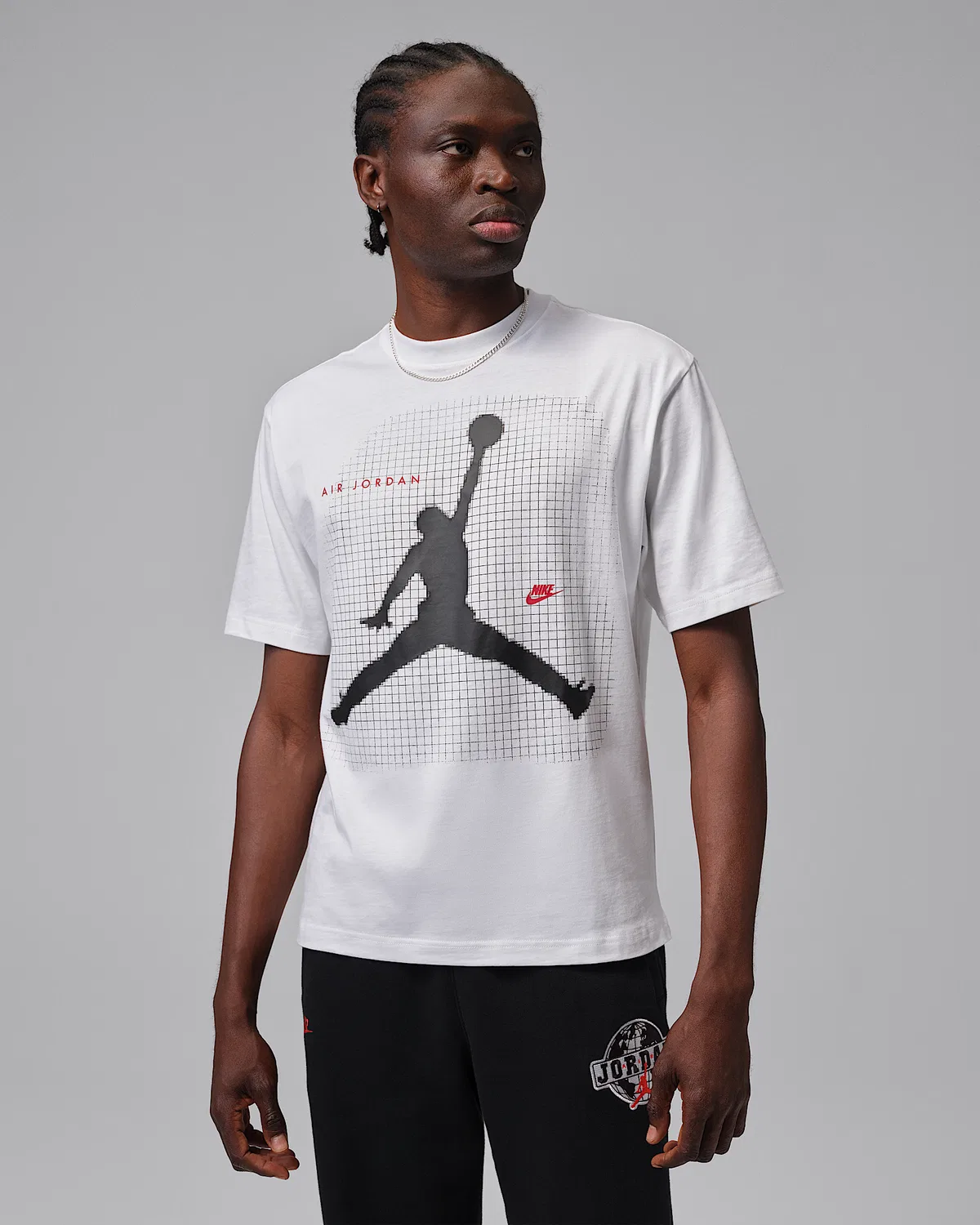 Мужская футболка с принтом Jordan, White/Black/Gym Red