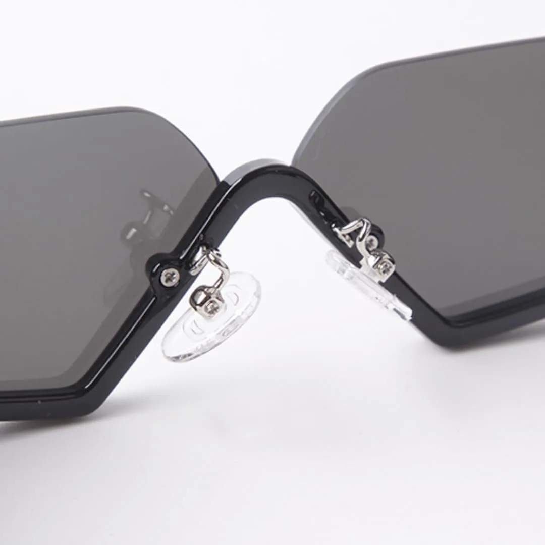 

Модные винтажные солнцезащитные очки с заклепками и коричневыми линзами, женские и мужские, полуободковые, без оправы, защита от УФ-излучения UV400 VFDHN, 1