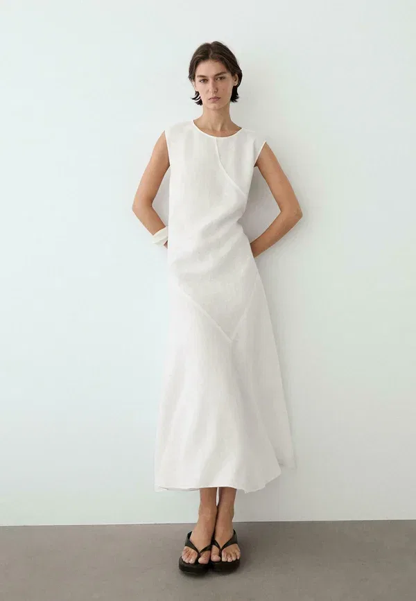 Платье макси Massimo Dutti, белый