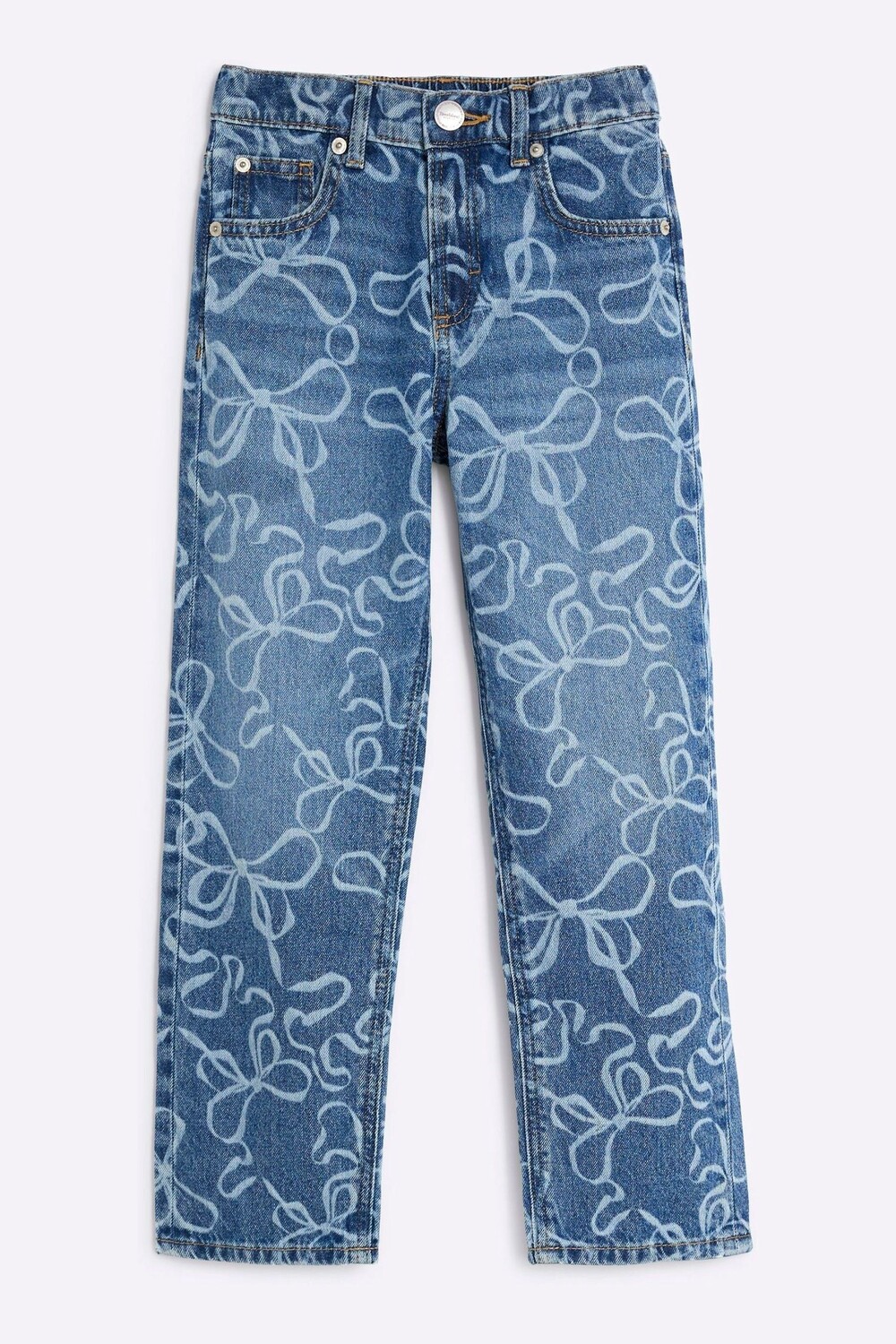 

Джинсы Mom Denim Bow из 100% хлопка River Island, синий