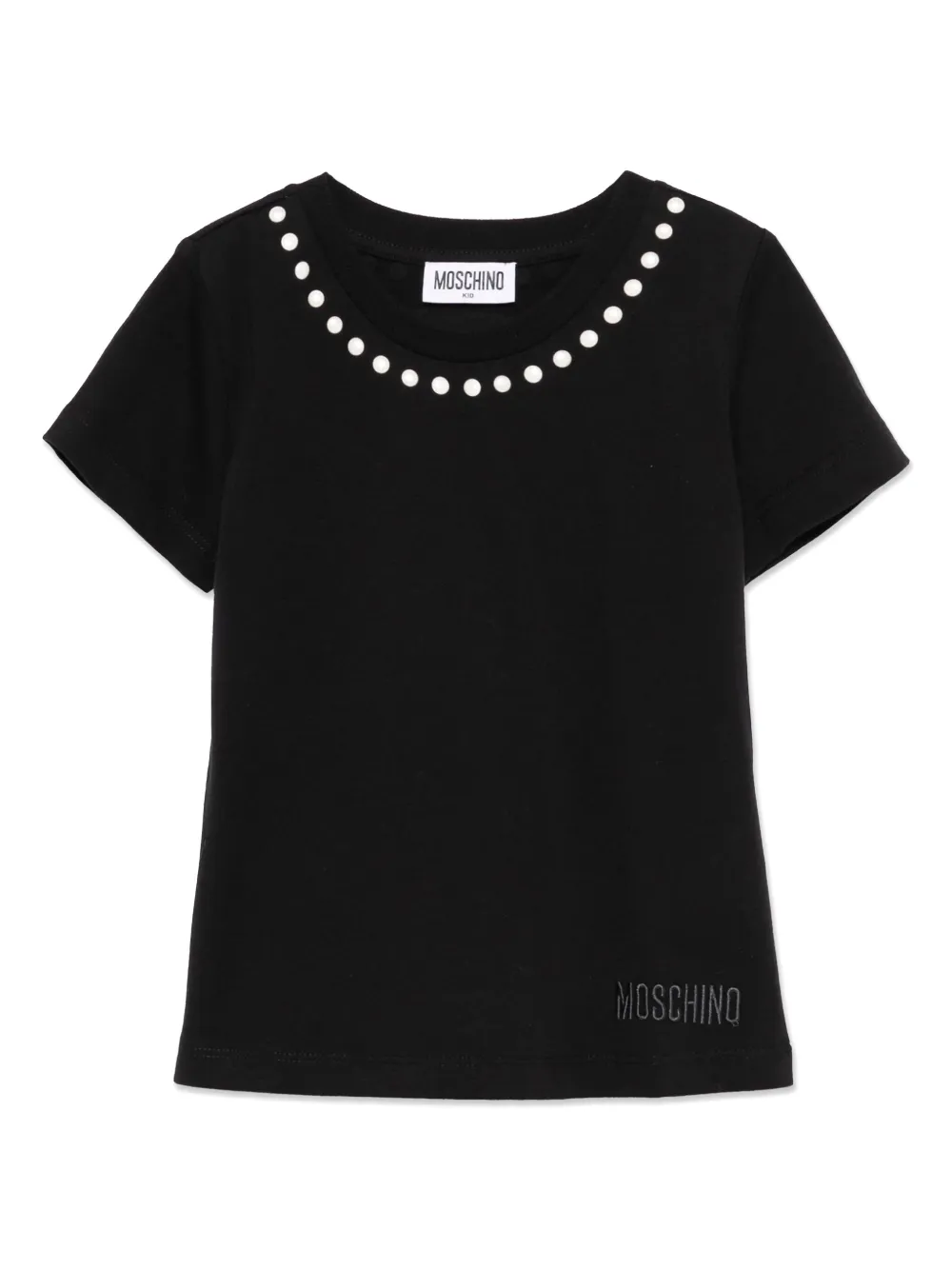 

Футболка с вышитым логотипом Moschino Kids, черный
